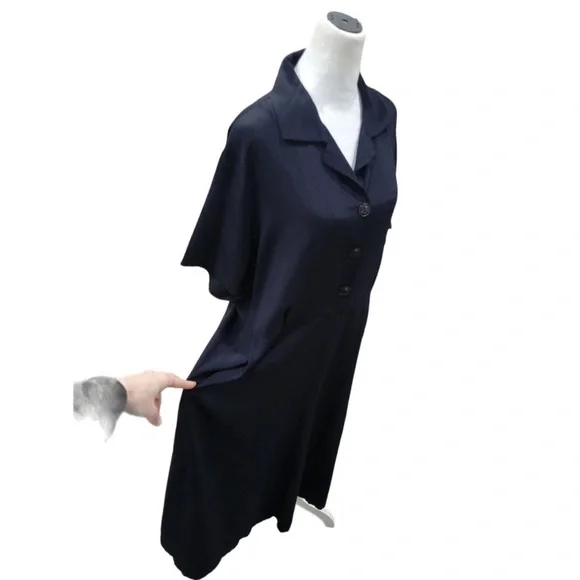 Flax by Jeanne Engelhart Women's Vintage Short Sleeve
Midi Dress Pockets Black L - Picture 9 of 16